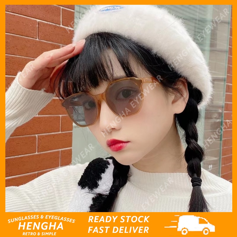 Kính Mát Chống Tia UV Màu Vàng Trong Suốt Phong Cách Retro Thời Trang Cho Nữ