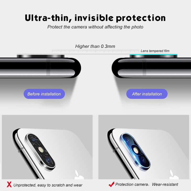 Kính cường lực bảo vệ camera sau điện thoại 9D chống trầy xước dành cho IPHONE X XR XS MAX 7 8 PLUS