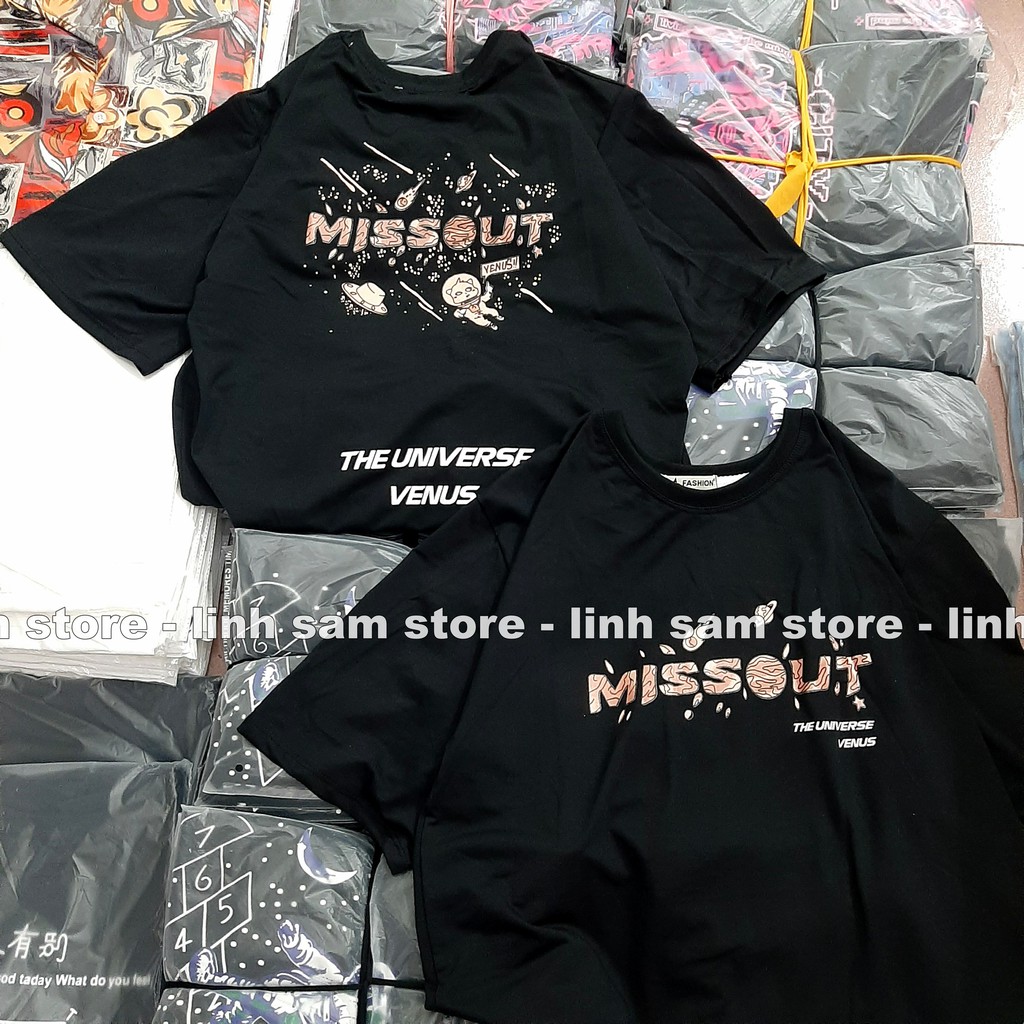 Áo thun tay lỡ nữ freesize phông form rộng dáng Unisex - Ulzzang mặc cặp, nhóm, lớp in chữ missout VENUS màu đen | BigBuy360 - bigbuy360.vn
