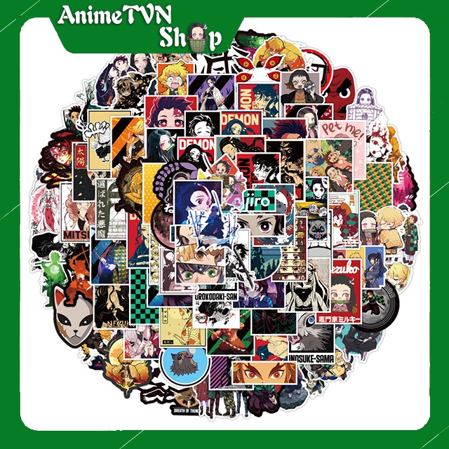 Miếng dán Sticker Anime Manga Kimetsu No Yaiba  trọn bộ 150 hình - In rõ ràng sắc nét khó tróc