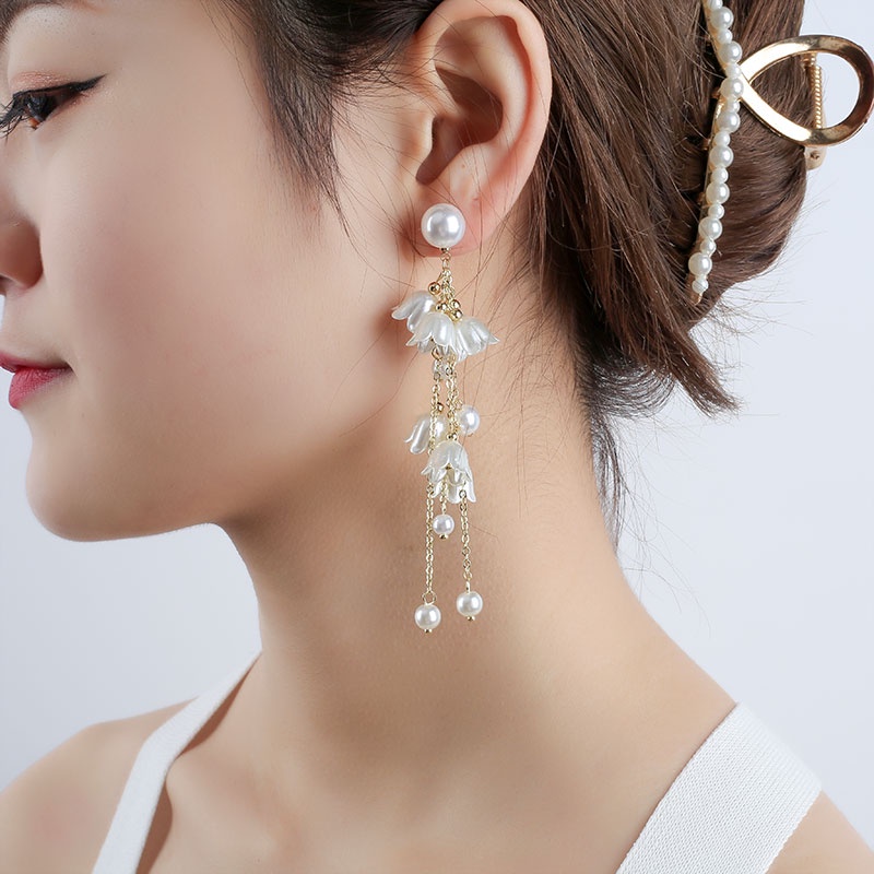 Khuyên Tai Tua Rua Đính Ngọc Trai Thời Trang