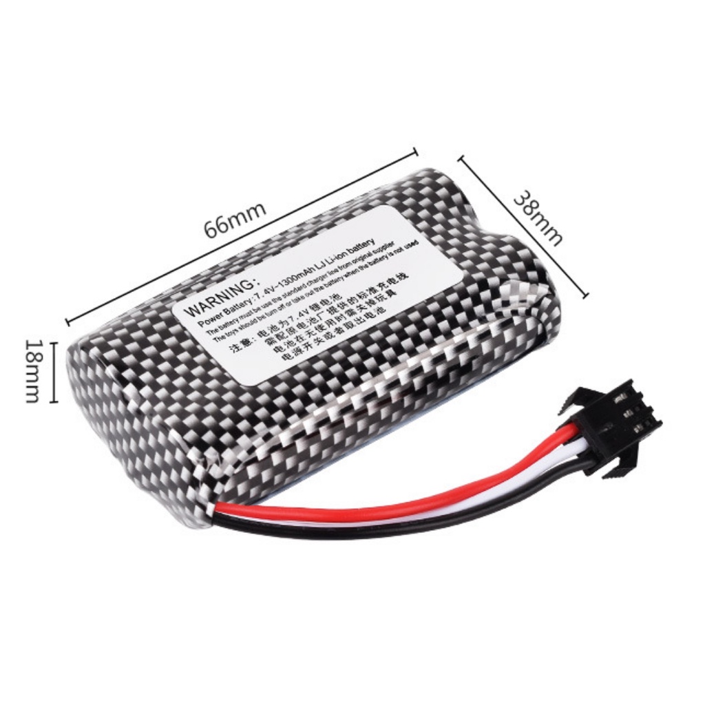 PIN 2s 18650 (7.4V) 1300mAh xả 20A có jack SM 3P thích hợp cho các bộ đk 5A--20A