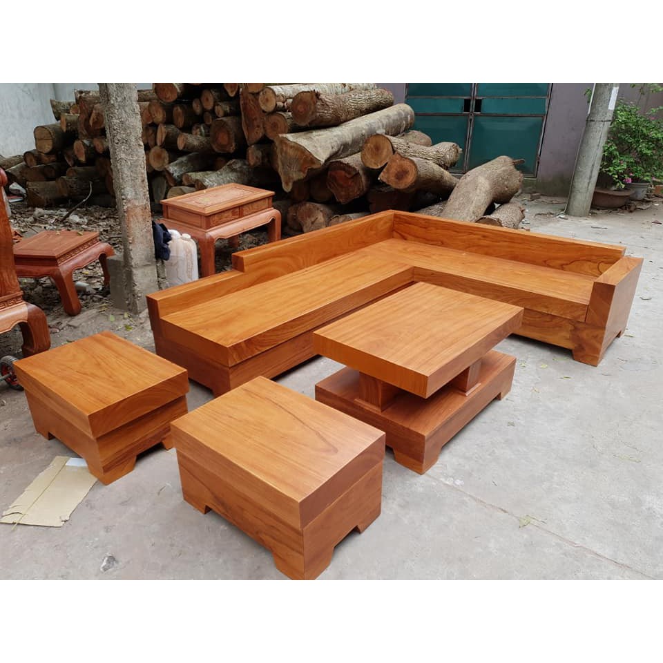 Bộ bàn ghế Sofa Góc gỗ Gõ Đỏ