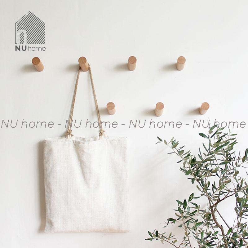 nuhome.vn | Móc gỗ treo tường hình trụ thiết kế đơn giản chuẩn phong cách tối giản, trang trí mảng tường đẹp mắt