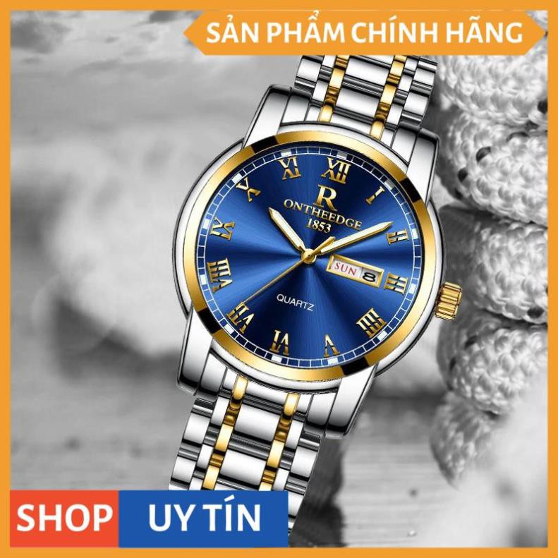 ĐỒNG HỒ NAM R-ONTHEEDGE KÍNH TRÁNG SAPPHIRE DÂY KIM LOẠI KHÔNG GỈ + TẶNG KÈM PIN CAO CẤP