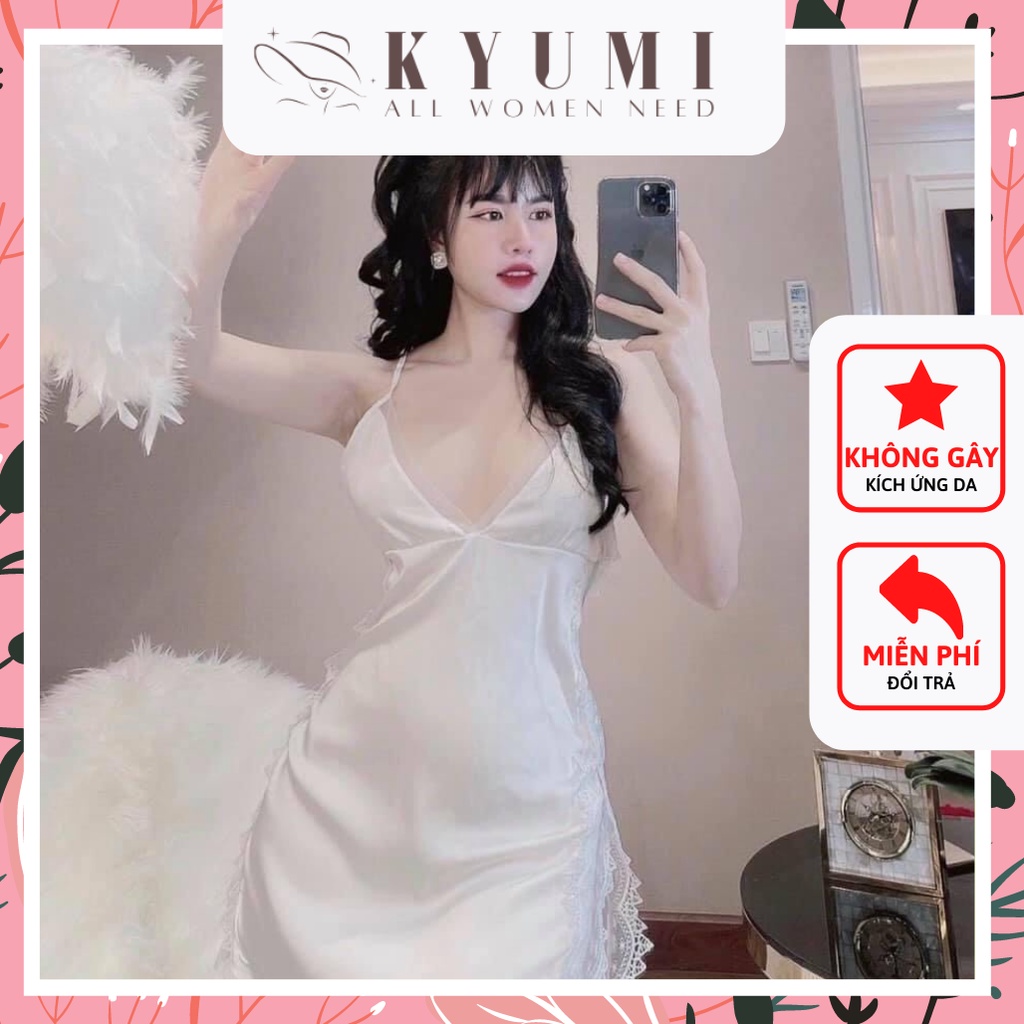 Đồ ngủ sexy ♥FREESHIP♥ đồ ngủ 2 dây siêu gợi cảm KYUMI Official chất liệu lụa satin mềm mịn mát, freesize 40-60kg | BigBuy360 - bigbuy360.vn