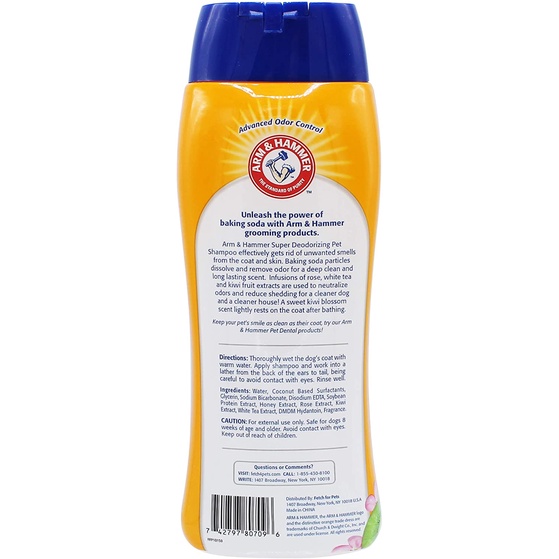 Dầu gội &amp; xả thiên nhiên khử mùi chó Arm &amp; Hammer Super Deodorizing Shampoo for Dogs 591ml (Mỹ)