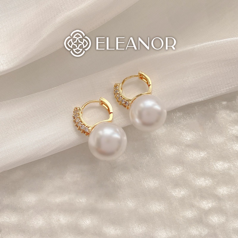 Bông tai nữ Eleanor Accessories ngọc trai nhân tạo tròn đính đá phụ kiện trang sức dễ thương