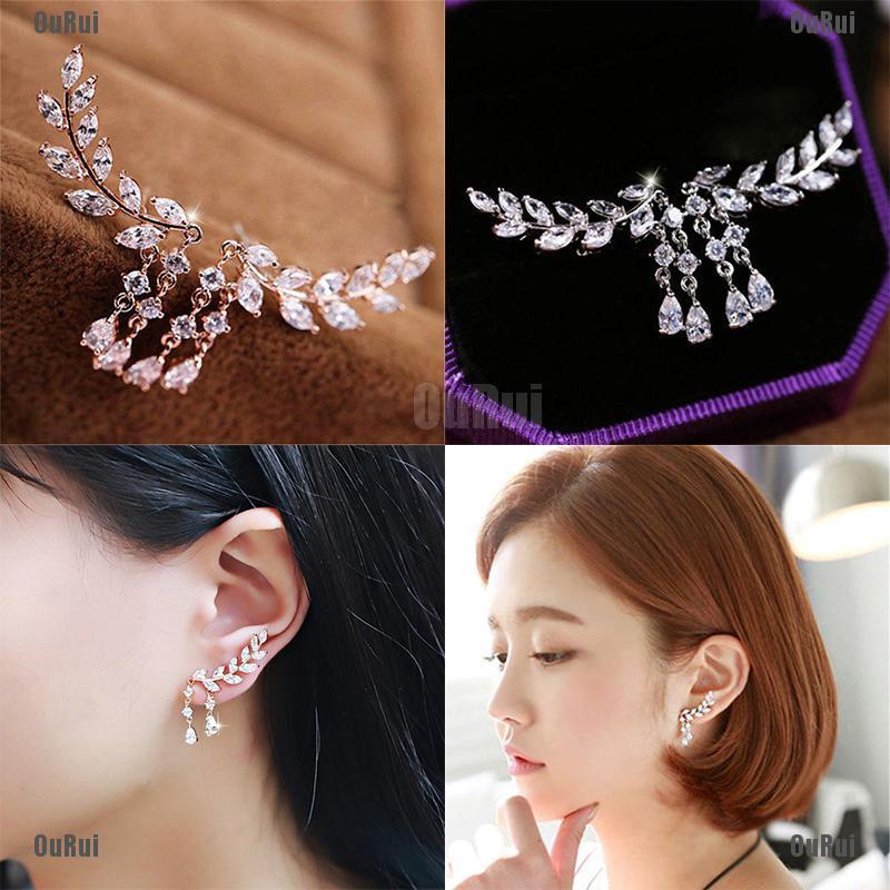 Đôi Bông Tai Dáng Dài Phối Tua Rua Đính Đá Thời Trang Cho Nữ