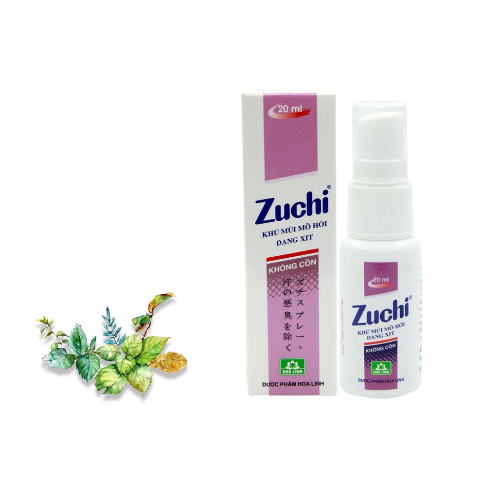 Xịt khử mùi Zuchi khử mùi tức thì, kháng khuẩn, giảm tiết mồ hôi, loại bỏ nguyên nhân gây mùi chai 20ml