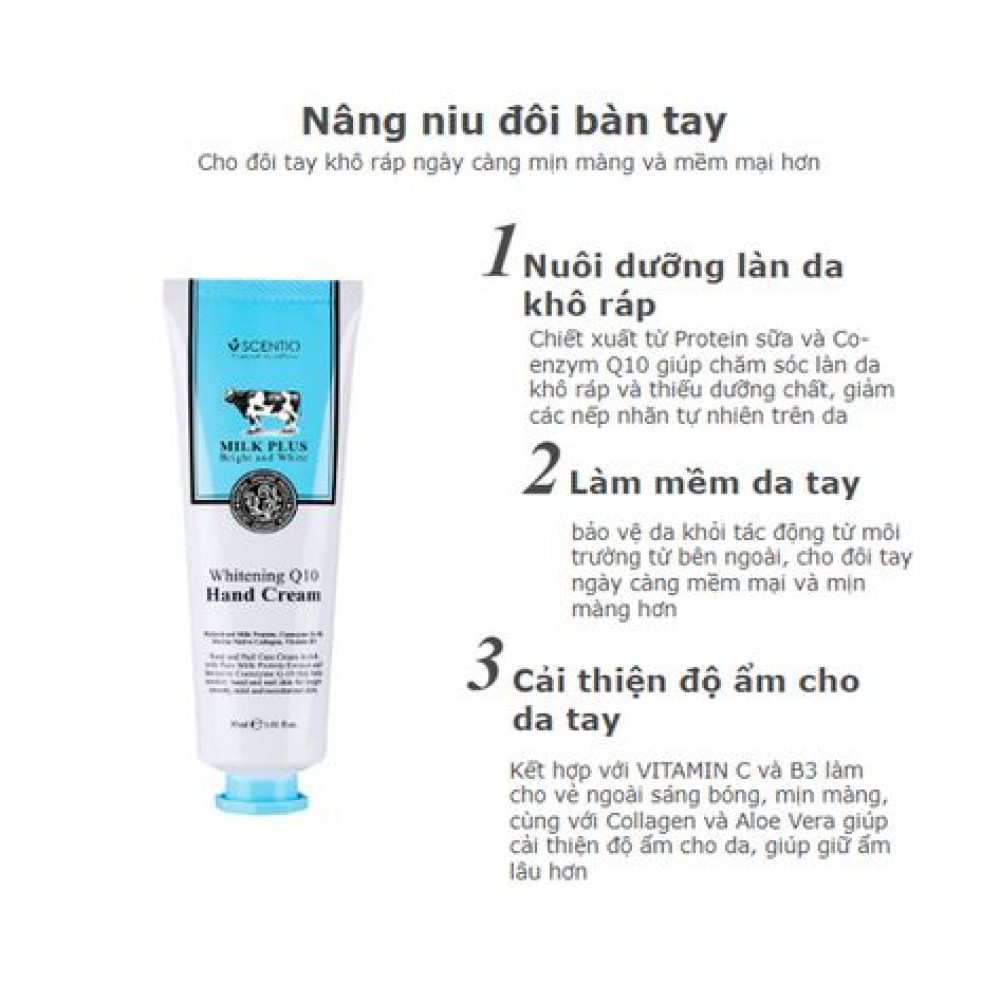 Kem Dưỡng Da Tay Scentio Milk Plus Q10 30ml Thái Lan [Beauty Buffet]