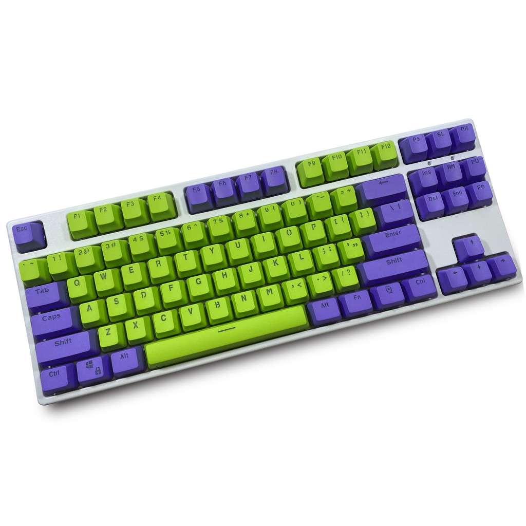 Bộ 87 Nút Bàn Phím Cơ Chơi Game Bằng Nhựa PBT Trong Suốt Màu Xanh Lá / Tím Cho Cherry MX