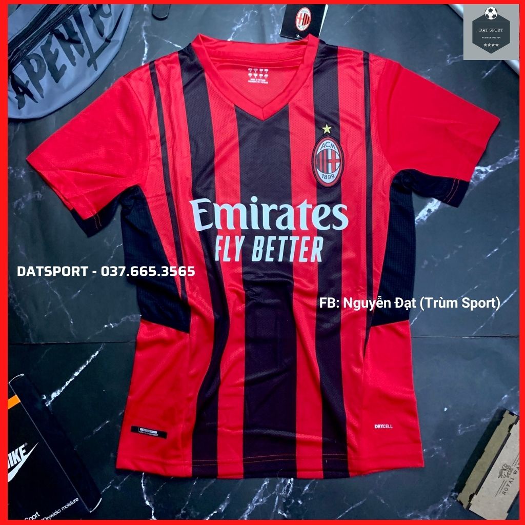 Set Áo Đấu AC Milan ⚡ Bản Vải Đẹp ⚡ Sân Nhà Đỏ Đen 2021/22. Cam kết Y Hình 100% - Hàng Cực Chất