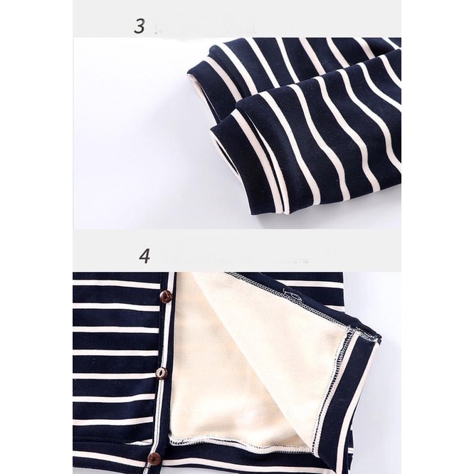 Áo khoác nỉ kẻ liền mũ lót nhung cực ấm Hàng Quảng Châu cao cấp cho bé trai bé gái mặc thu đông - SUMO KIDS