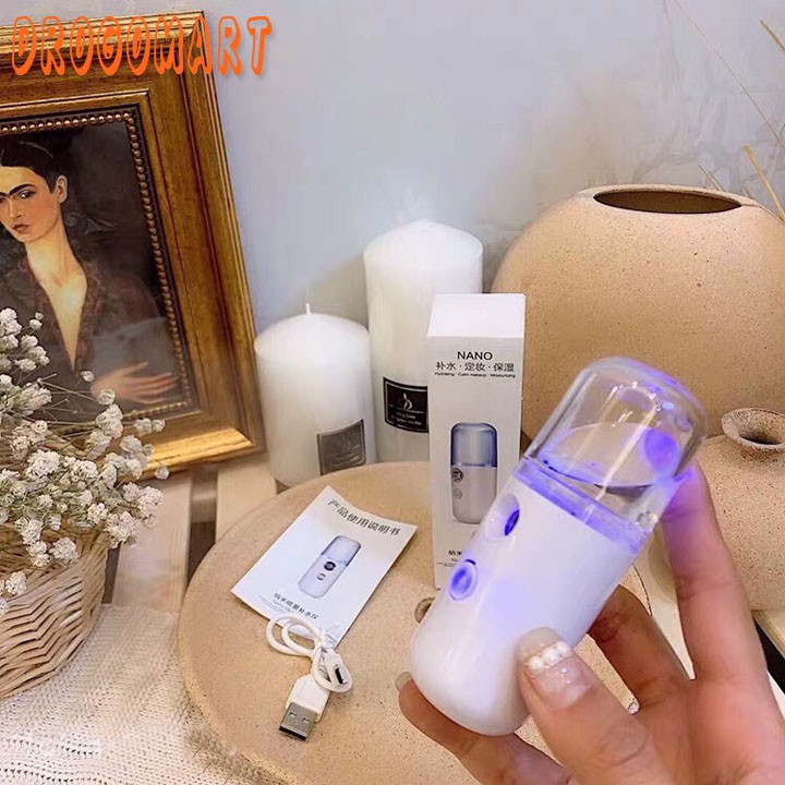 ( FREESHIP 99K ) Máy Xông Mặt Xịt Khoáng Nano Mini Phun Sương Dưỡng Ẩm Da, Sạc Điện