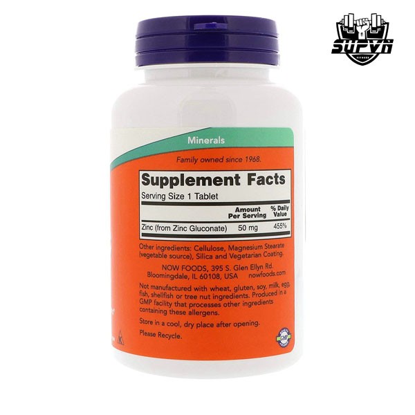 Now Zinc 50mg 250 viên - Viên bổ sung Kẽm Now Tablets, 50 mg, Pack of 250