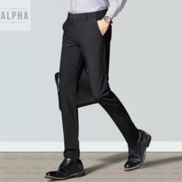 Quần tây nam ống suôn mặc công sở, cao cấp, lịch lãm, ống quần rộng, chất vải co giãn Tuyết Mưa co giãn | BigBuy360 - bigbuy360.vn
