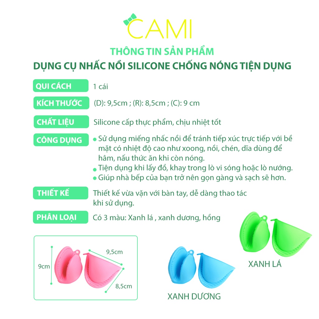 Kẹp bắc nồi hình mỏ vịt, chịu nhiệt, silicone mềm dẻo, chống trơn trượt, biến dạng - Cami - CMPK207