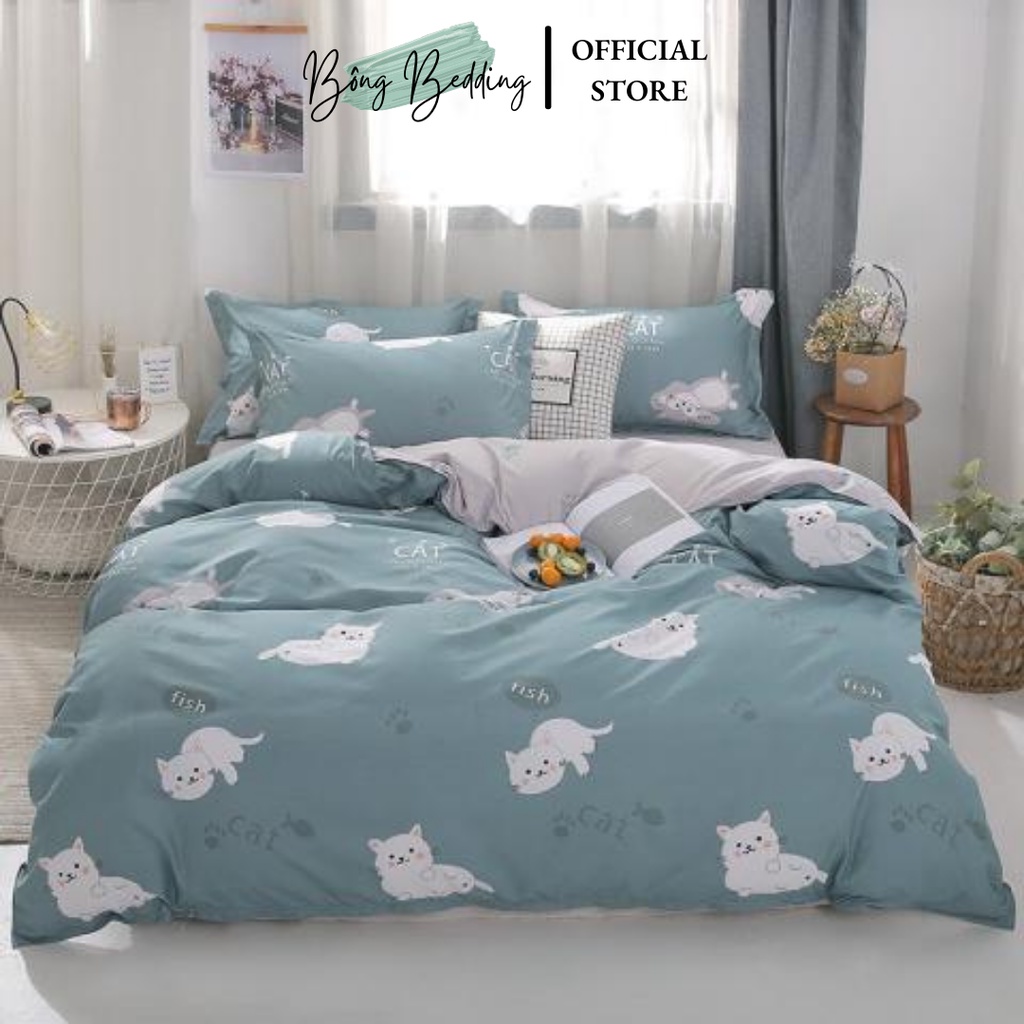 Bộ chăn ga Cotton poly chăn ga Hàn Quốc mẫu mới 2021 đủ size miễn phí bo chun