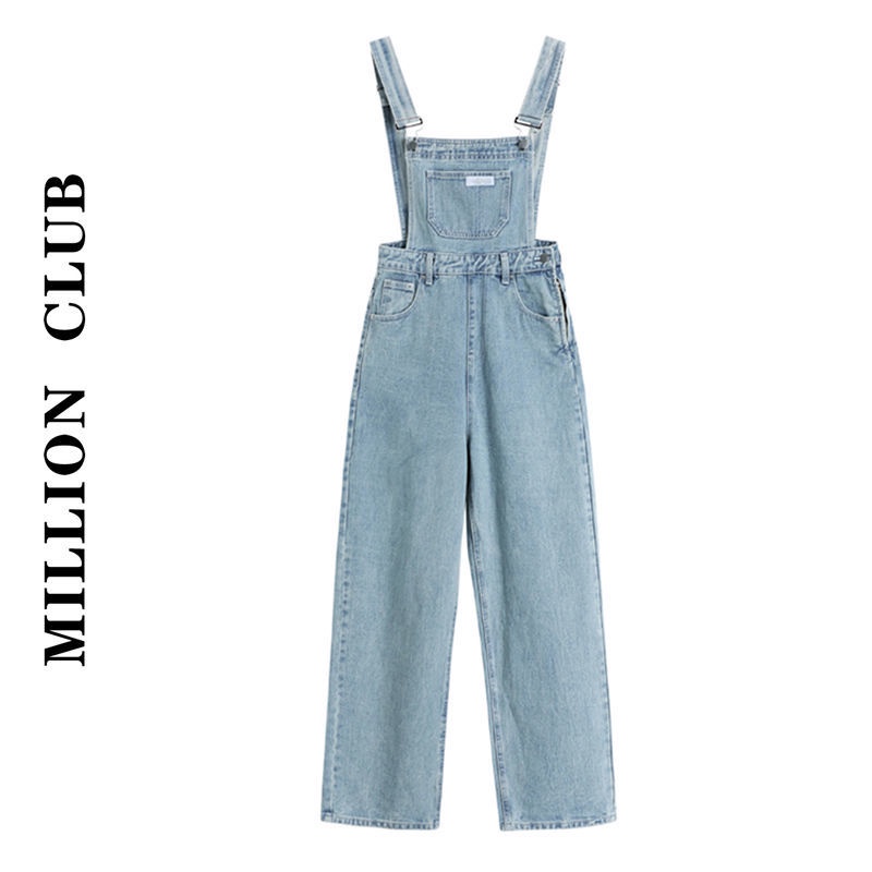 Million jeans Jumpsuit women's spring Korean version versatile loose age reducing suspenders High Waist Wide Leg Pants