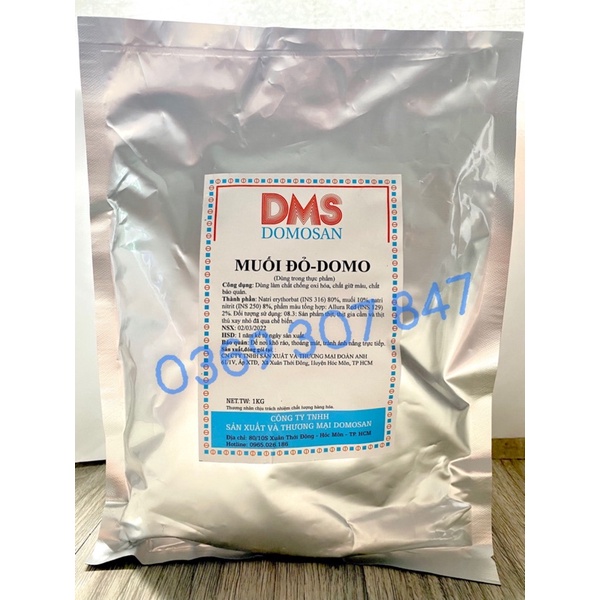 1Kg Muối đỏ Domo tạo màu hồng đỏ cho xx, nem chua, jambon,...