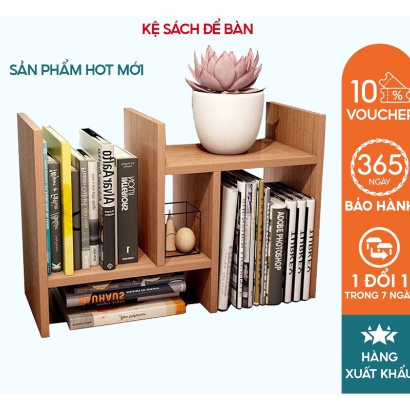 Giảm Giá Sốc Kệ Sách Gỗ Kệ Sách Để Bàn Làm Việc Lắp Ghép Đa Năng - Màu Gỗ