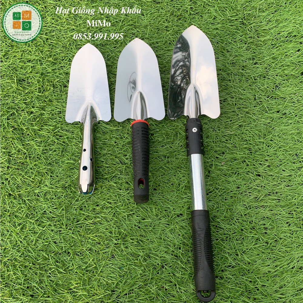 Xẻng làm vườn D45 x R9 cỡ lớn, dụng cụ trồng cây - Thép không gỉ cao cấp (siêu bền, đẹp, chắc chắn)