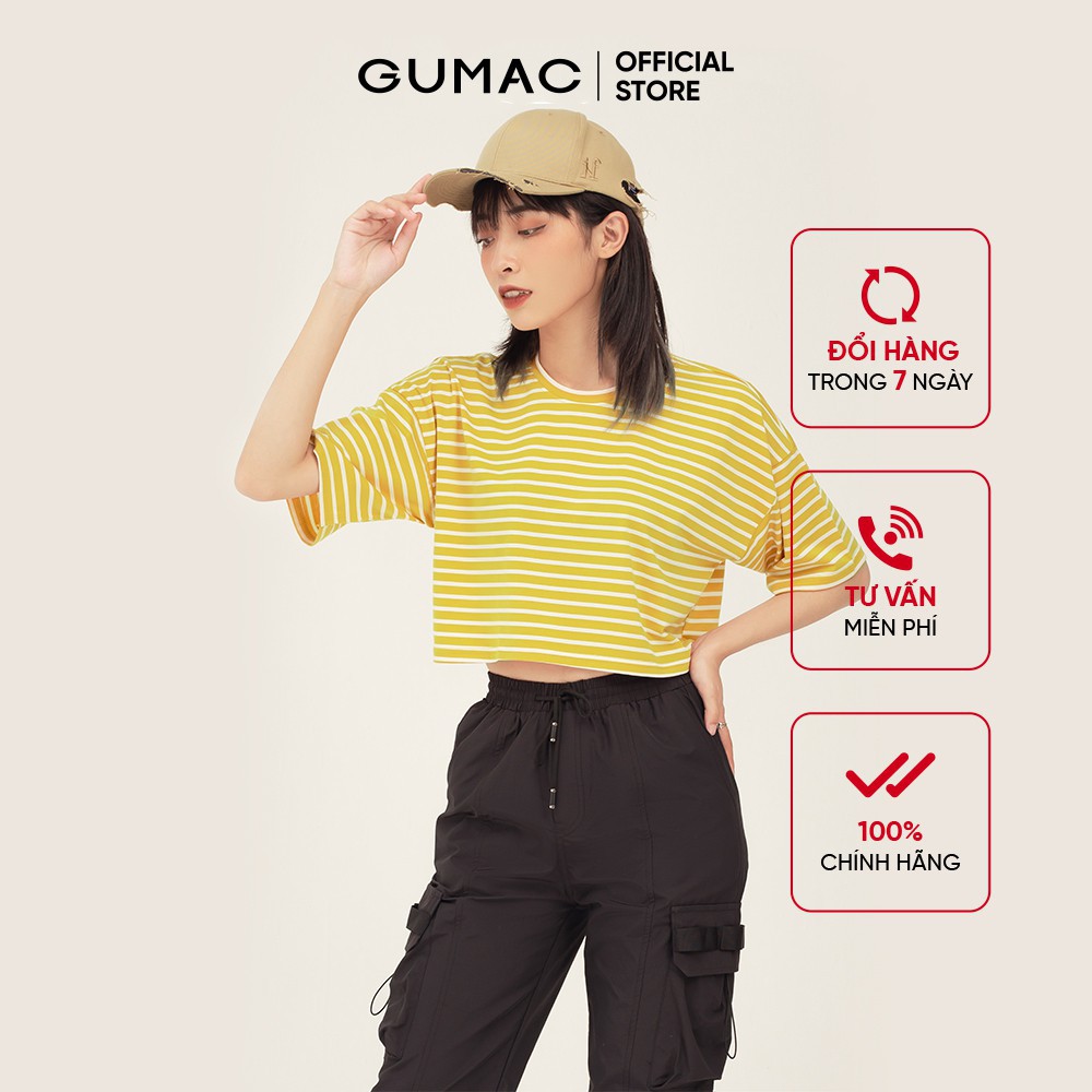 jean Quần Jogger nữ phối túi GUMAC phong cách hàn quốc màu đen đủ size QB369