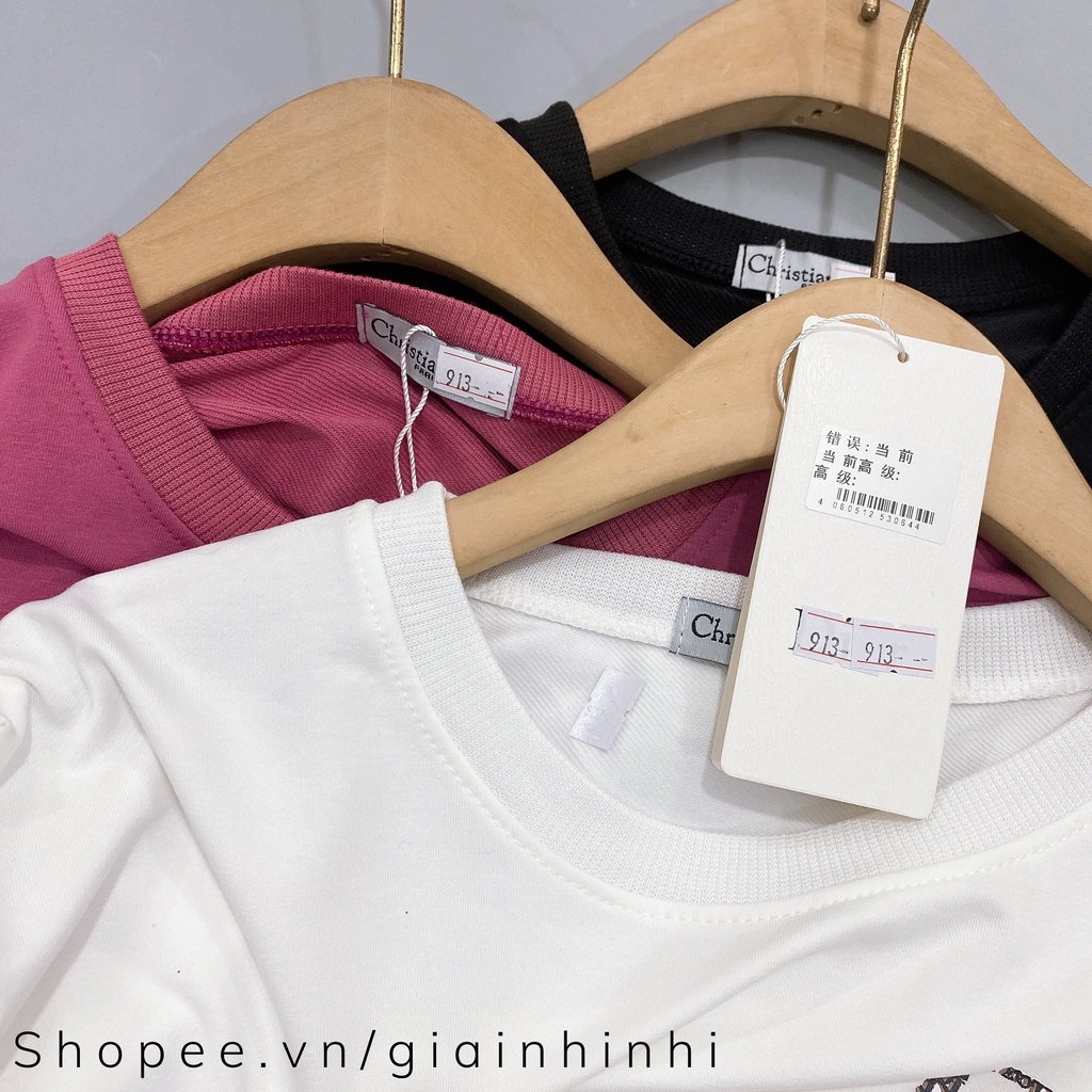 Áo nỉ da cá dáng croptop in hình lưng, Áo phông cổ tròn dài tay AN1327 - NhiNhi Shop