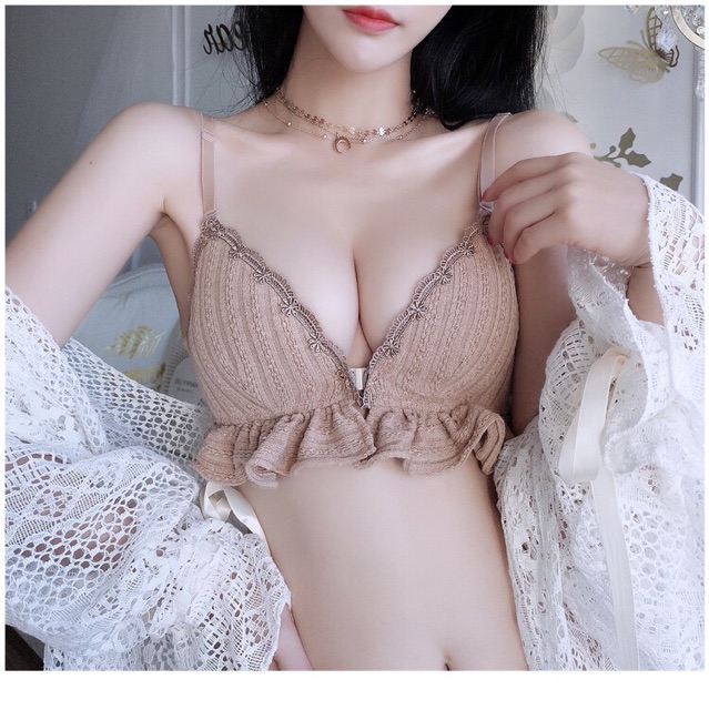 Áo Lót Nữ Thổ Cẩm Cài Trước Không Gọng, Đệm Mỏng Mẫu Mới 2020