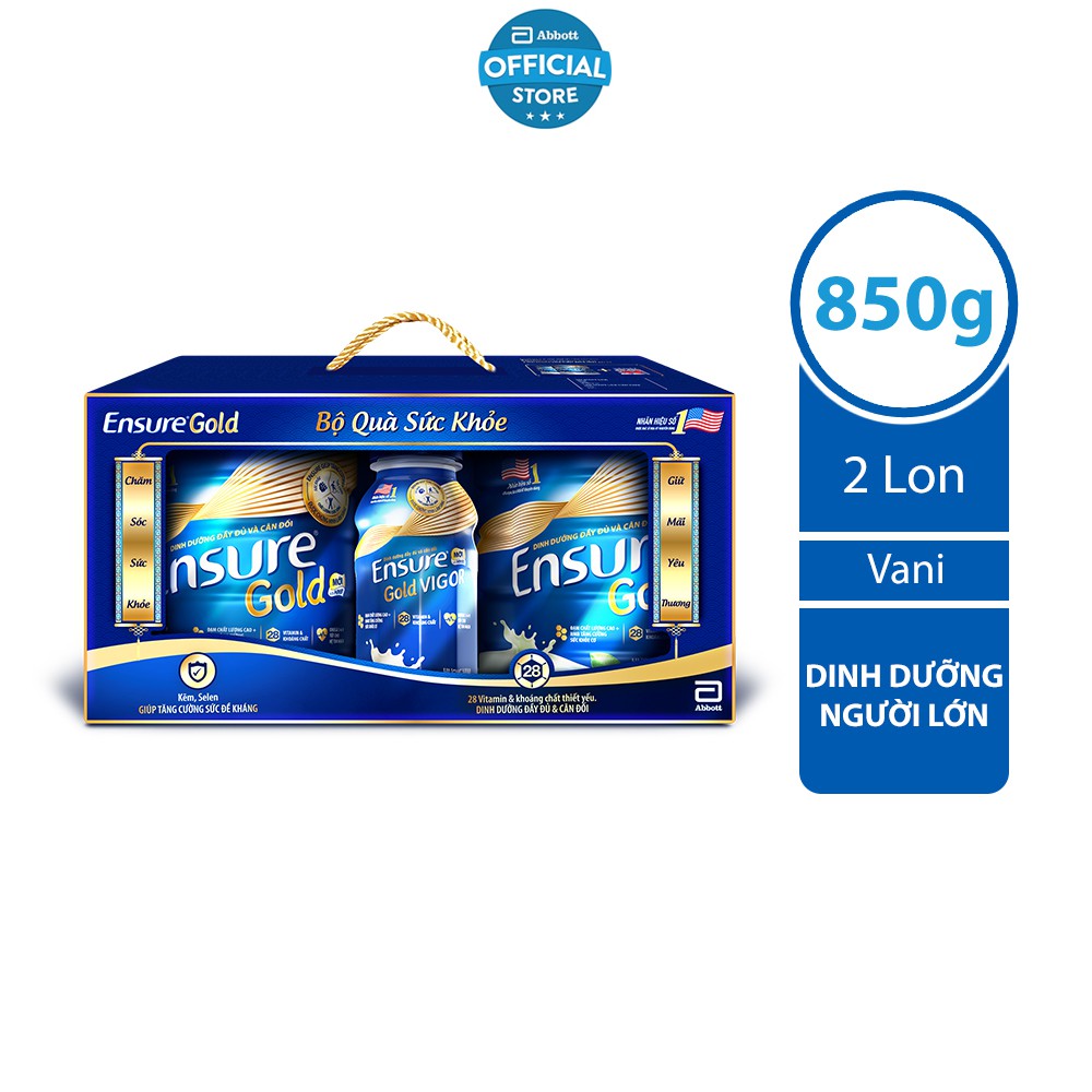 Bộ 02 lon Ensure Gold Abbott (HMB) 850g/lon và 02 chai Ensure Gold Vigor Abbott 237ml/chai | WebRaoVat - webraovat.net.vn