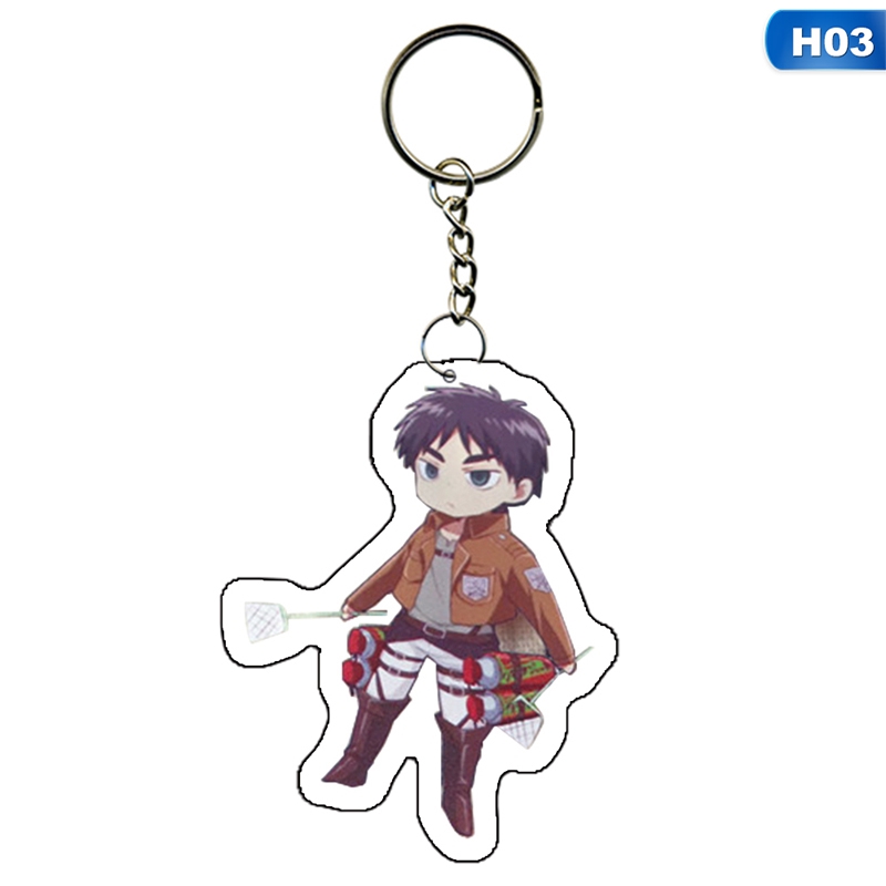 Anime Attack On Titan Keychain Cartoon Figure Keyring Double Sided Transparent Acrylic Fans Jewelry