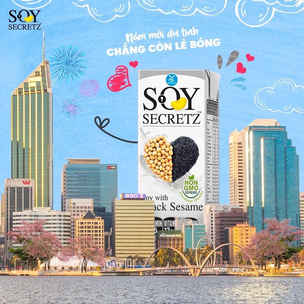 1 Thùng sữa đậu nành Mè Đen Soy secretz nhập khẩu Thái Lan