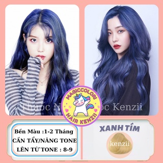 Thuốc Nhuộm Tóc Xanh Tím Tặng Oxy Trợ Nhuộm Găng Tay Mũ Chùm Kenzii Lên Từ Tone 8