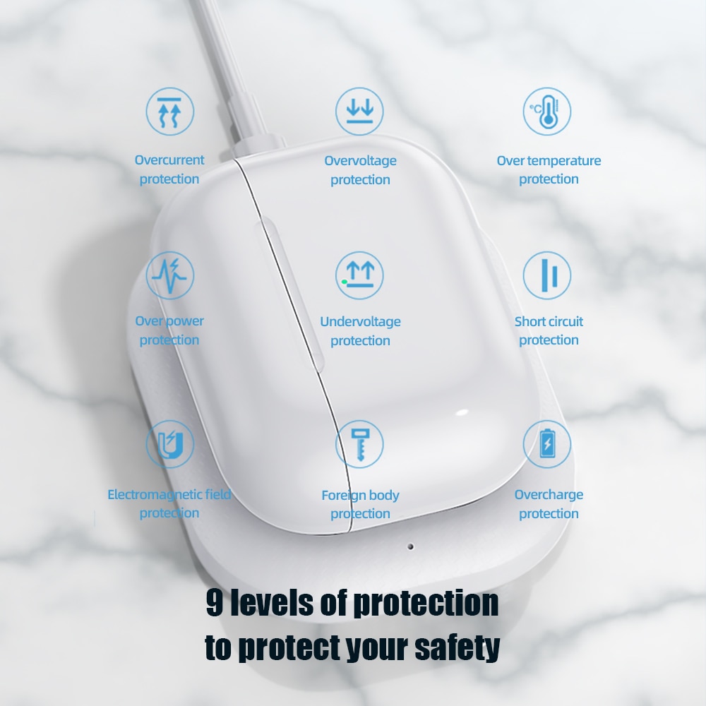 Đế sạc tai nghe không dây 3W Qi thích hợp cho Airpods 2 Pro 3 với cáp dữ liệu Micro USB