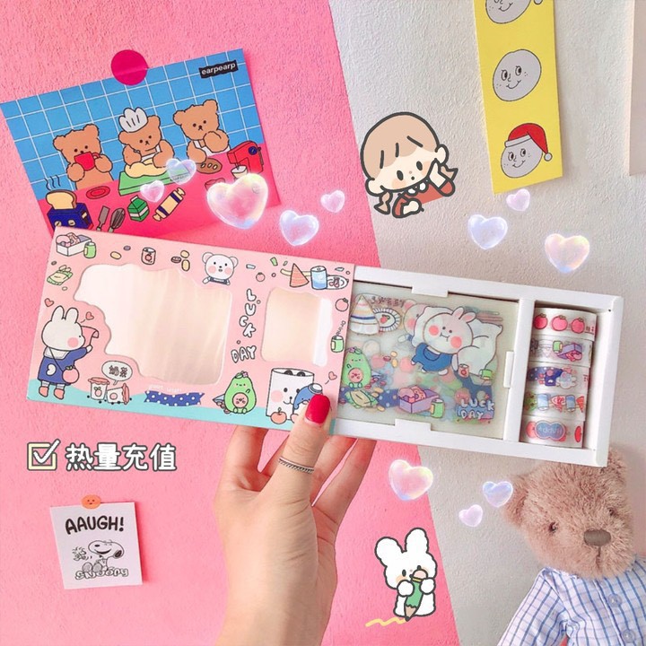 Combo băng dính, sticker, giấy note Washi Tap dễ thương