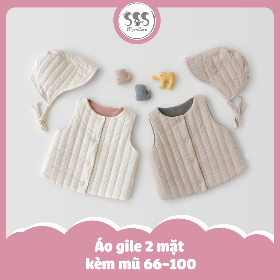 Áo gile 2 mặt kèm mũ 66-100