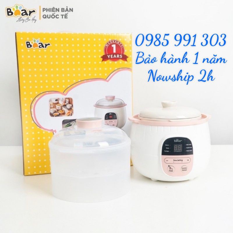 [BẢN QUỐC TẾ+BH 1 NĂM] Nồi nấu cháo chậm/Nồi hầm đa năng Bear 0.8l - Kèm lồng hấp - Lỗi 1 đổi 1