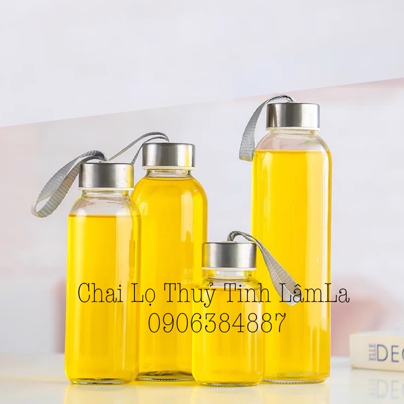 Chai Thuỷ Tinh Nắp Dây - Nắp Nhôm Bạc 300ml - 500ml