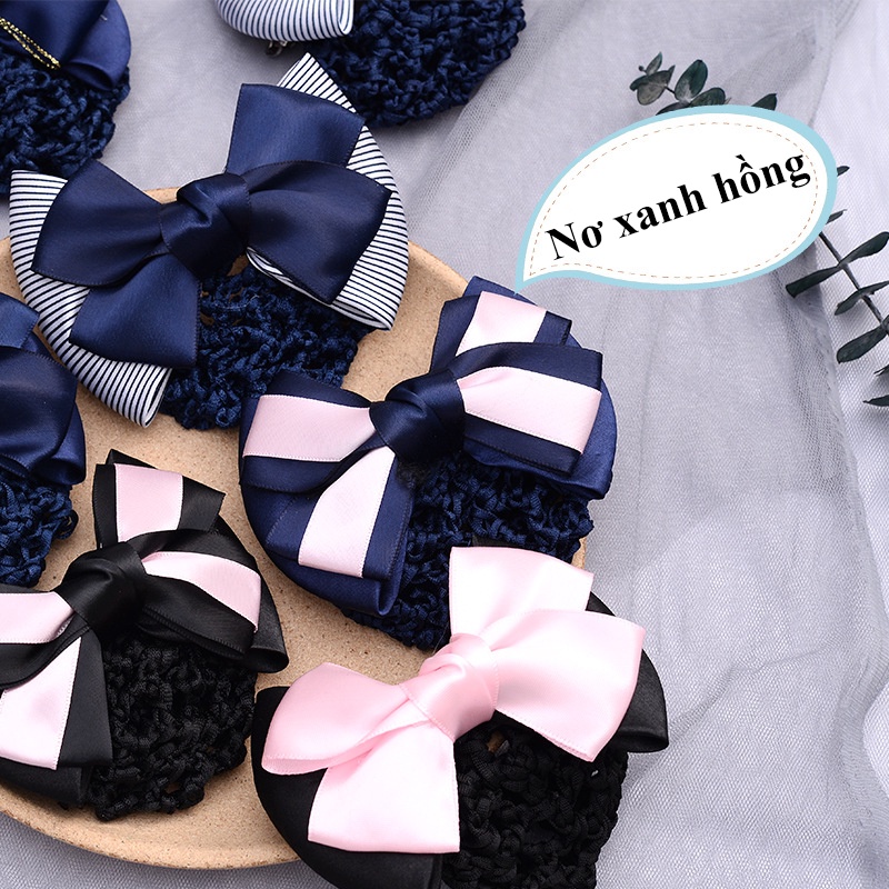 Búi tóc lưới đính nơ 😍FREESHIP😍 lưới búi tóc hình nơ, búi tóc lưới hình nơ