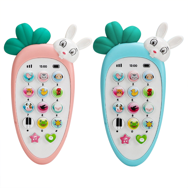 Điện thoại di động đồ chơi có đèn nhạc bọc silicon kèm 2 pin AAA có dây đeo thích hợp cho trẻ từ 0-1 tuổi