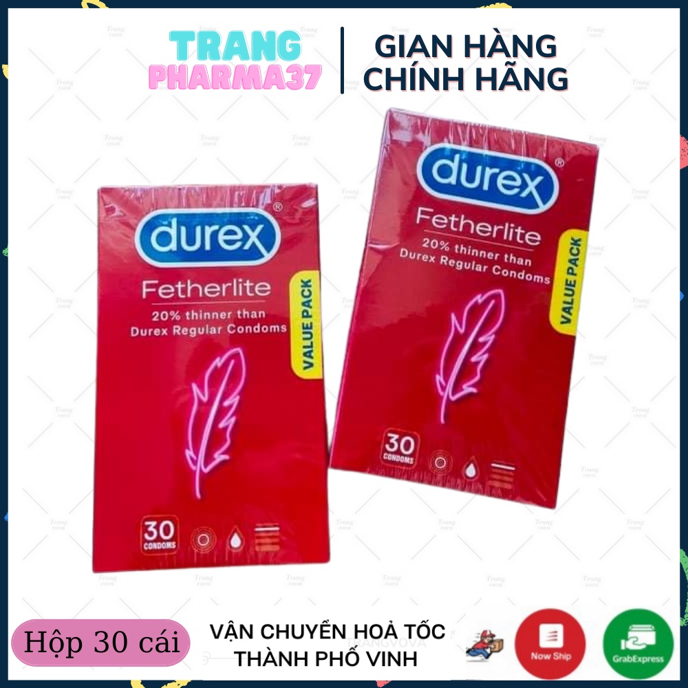 ￼[CHE TÊN] Bao cao su siêu mỏng Durex Úc - Durex Fetherlite - Hộp 30 chiếc