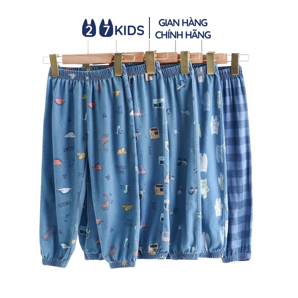 Quần dài bò giấy bé trai bé gái 27Kids quần jean mềm nam nữ vải Tencel cho trẻ từ 2-10 tuổi ULJE3