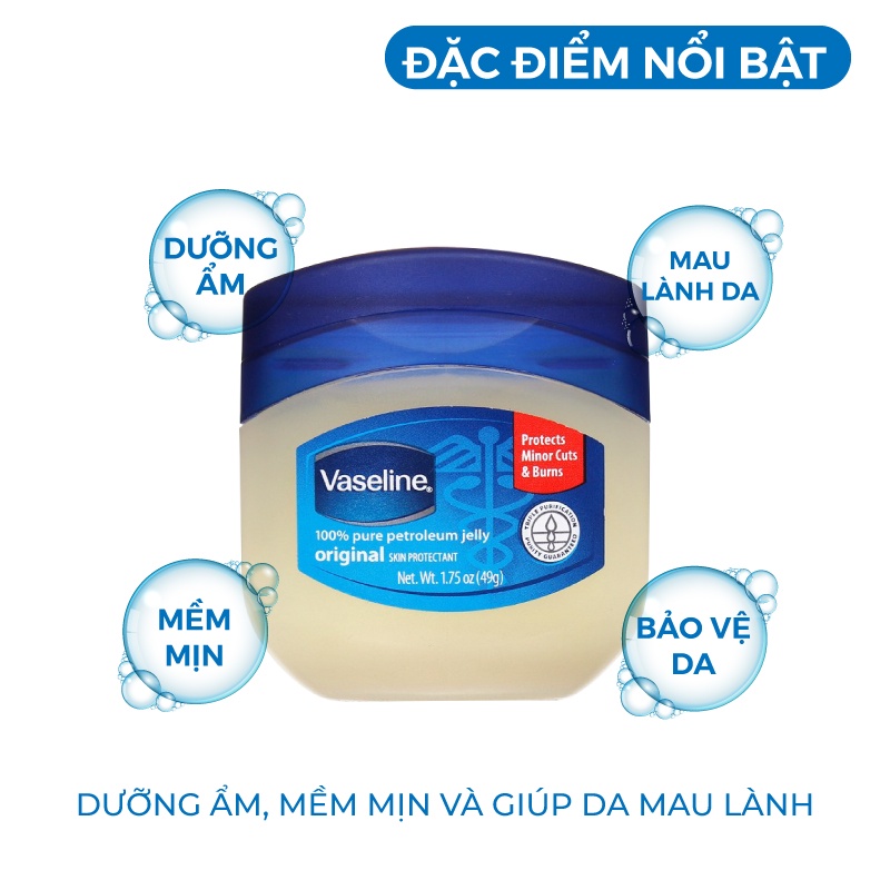 Sáp dưỡng ẩm Vaseline 100% Pure Petroleum Jelly Original Mỹ 49g