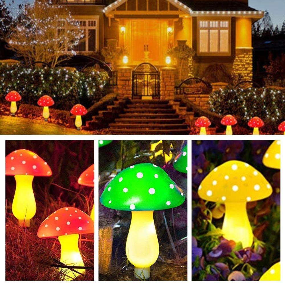 Set 6 Đèn LED Trang Trí Sân Vườn Hình Nấm 5 Màu