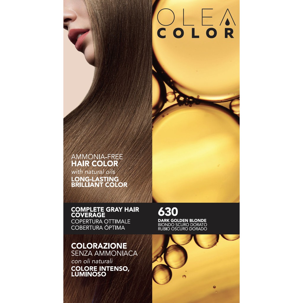 [HẠT DẺ] Kem nhuộm dưỡng tóc không Amoniac Olea Color ITALY Màu 630 DARK GOLDEN BLONDE