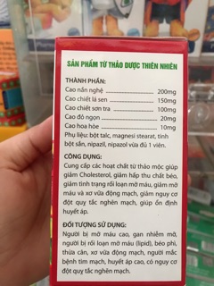 Viên Mỡ Máu NTP , lọ 30 viên , hsd 9/22.