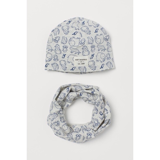 Set gồm mũ và khăn ống cotton in hình Mickey hoặc hình voi, Hờ mờ US săn SALE