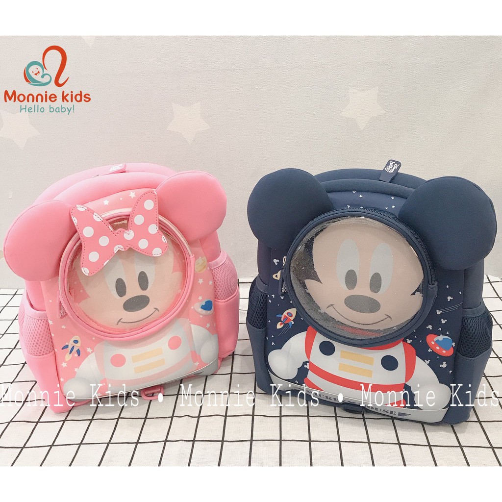 Balo Cho Bé Mẫu Giáo Disney, Chuột Mickey/Minnie Du Hành Vũ Trụ 1-5 Tuổi 23cm x 12cm x 30cm