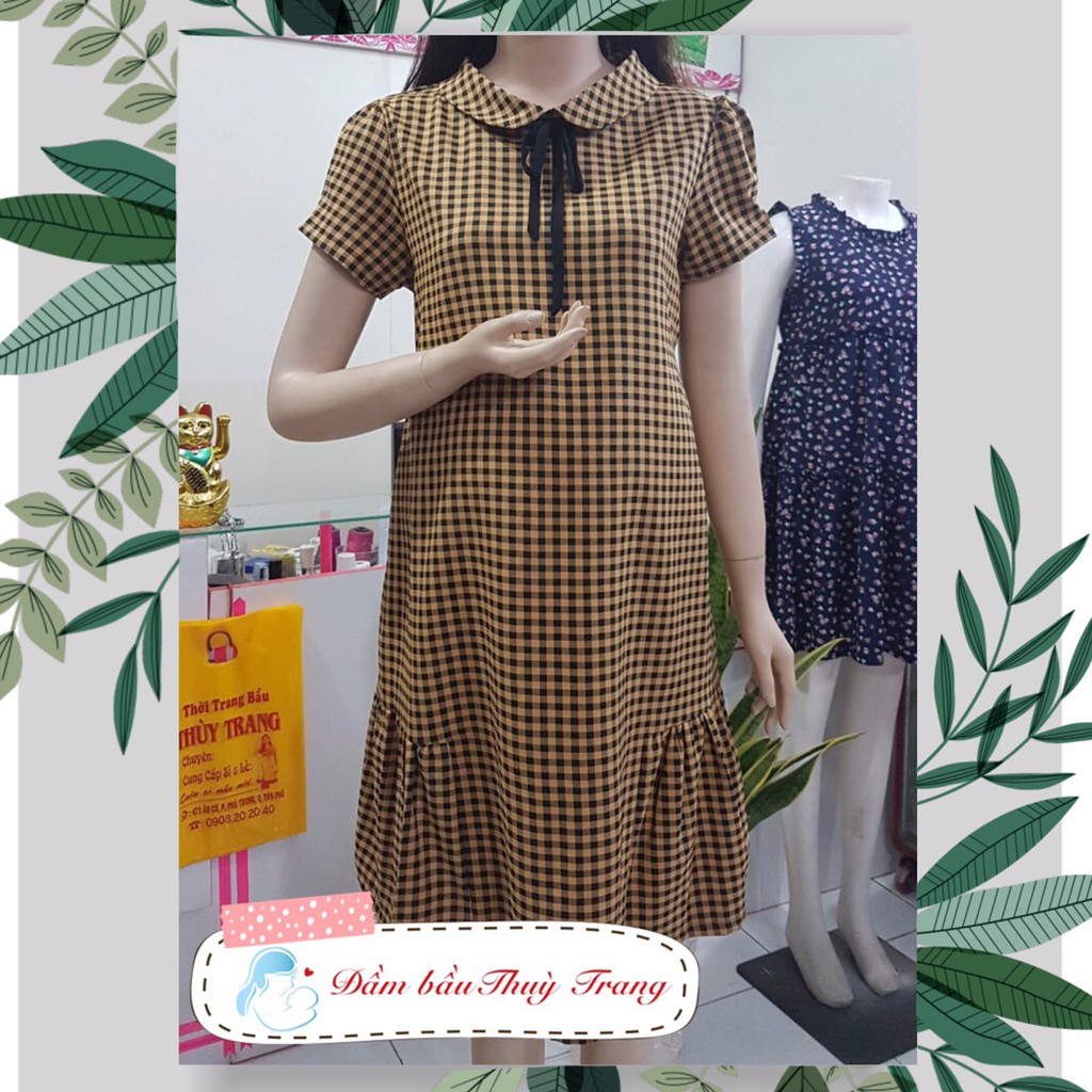 Đầm bầu thun caro THUỲ TRANG